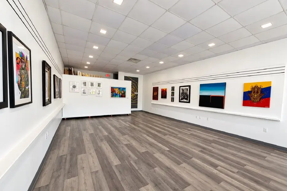 brightened art gallery interior