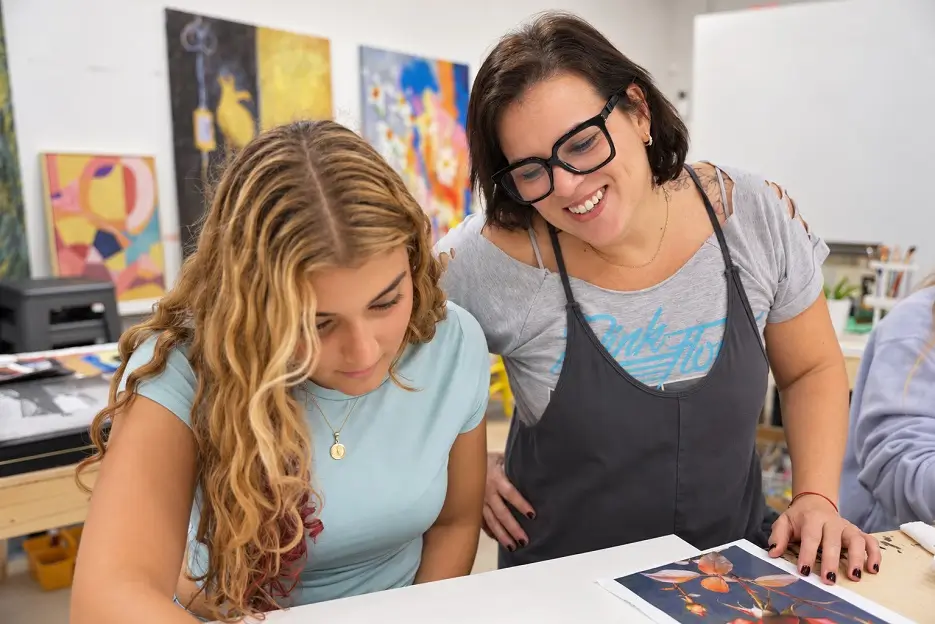 softly lit art classroom portrait
